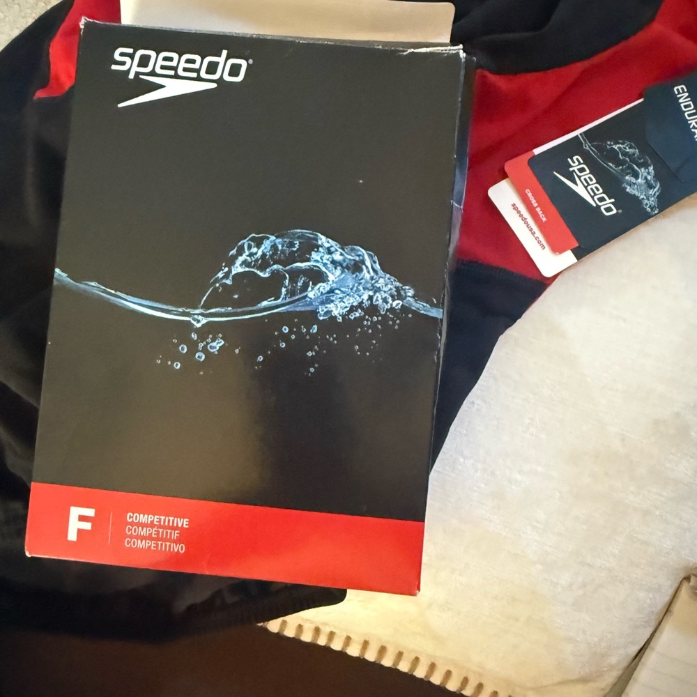 NWT Speedo Women's Swimsuit One Piece Endurance Adult Team Colors Red/Black 38 - Picture 4 of 6